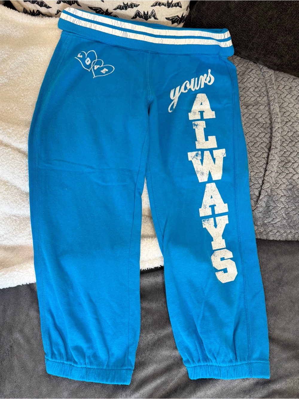 derek heart blue fold over capris y2k